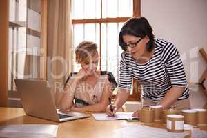 The true entrepreneur is a DOER, not just a dreamer. A cropped shot of two women working in a home office.