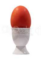 Egg cup. Tomato in egg cup on white table top - isolated.