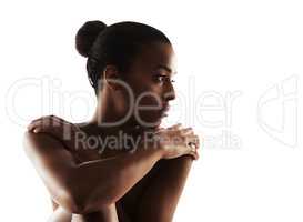 Graceful and naturally gorgeous. Graceful nude woman posing against a white background.
