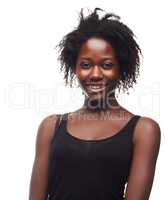 Giving you a smile. Portrait of a beautiful young woman expressing positivity on a white background.