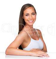Studios are fantastic. A young woman isolated on white.