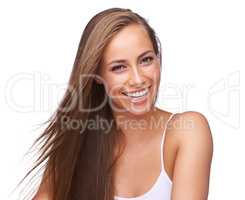 Perfectly natural. Cropped shot of a naturally beautiful young woman isolated on white.