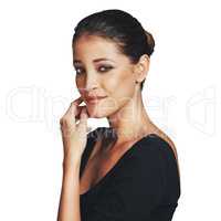 Giving new meaning to the word perfection. Studio portrait of a beautiful young woman posing against a white background.