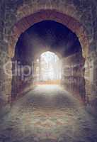 An arched passageway leading into an ancient part of former East Germany - ALL design on this image is created from scratch by Yuri Arcurs team of professionals for this particular photo shoot