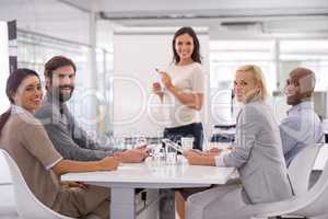 Theyre headed for greatness. Shot of a businesswoman giving a presentation to her colleagues.