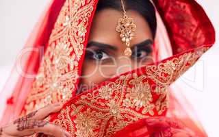 The beautiful bride in red. Cropped shot of a beautiful hindu bride.