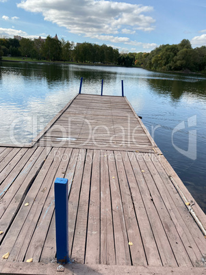 boat station in park at dry sunny autumn day