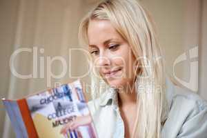 Deciding on her college major. A pretty young woman gathering advice on which subject to study as her major.