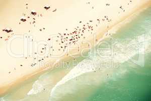Here to catch some waves and rays. A aerial view of the beaches in Rio de Janeiro, Brazil.