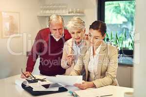 Maintaining the same standard of living because we saved. Shot of a senior couple getting advice from their financial consultant.