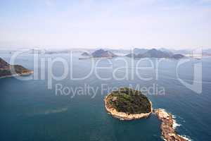 Aerial view of the islands off Rio. Aerial shot of the islands off Rio De Janeiro, Brazil.