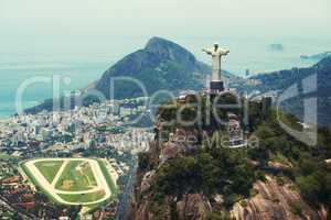 It is the symbol of Brazilian Christianity. Shot of the Christ the Redeemer monument in Rio de Janeiro, Brazil.