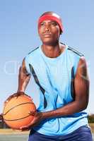 Ive got my goals in sight. A young basketball player looking determined.