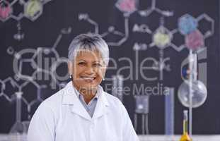 Everyones favourite chemistry teacher. A senior female scientist working in her lab.