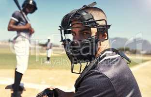 baseball is in my blood. Portrait of a young man playing a game of baseball.