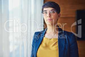 Persist until you succeed. Portrait of a confident businesswoman standing in her office.