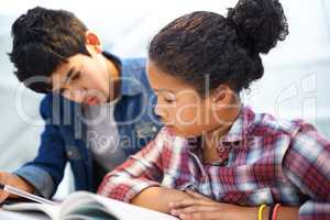 Big brother is always there to help. Shot of a brother and sister studying together.