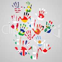 Lending a hand to global change. Representations of handprints from people around the world.