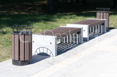 bench  in park at dry sunny summer day