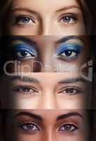 Showing their soul. Cropped view of four women's eyes from different countries.