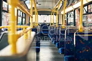 These seats need to be filled. Cropped shot of empty seats on a public bus.