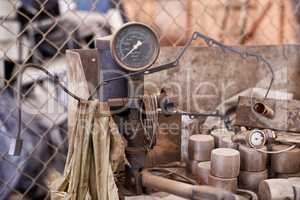 Industrial re-purposing. Cropped shot of a pile of equipment and scrap metal.