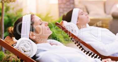 Friends who came seeking serenity. Shot of two women enjoying a day at the spa.