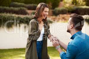 I cant imagine my life without you. Cropped shot of a young man proposing to his girlfriend.