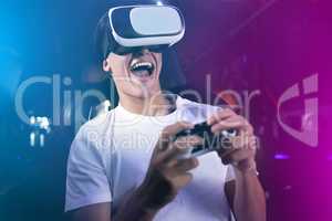 Its so real, its unreal. Shot of a young man using 3d goggles while playing computer games.