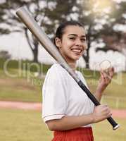 Ready to lose. Shot of an attractive young woman standing alone outside and posing with a baseball bat.