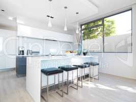 Modern kitchen for modern living. Open plan kitchen area in a modern minimalist style home.