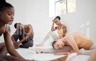 The first time I felt it, I felt helpless. Studio shot of a young ballet dancer having a stressful day in a dance studio.