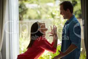 Fighting with fury. Shot of a mature couple having relationship problems at home.