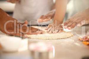 Dad, get the milk ready. Cropped shot of an unrecognizable girl using a cookie cutter while making cookies at home.