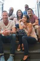 Our coolness cant be confined to an office. Portrait of a confident group of creative colleagues posing together on a staircase.