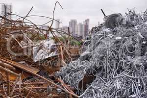 Industrial re-purposing. Cropped shot of a pile of equipment and scrap metal.