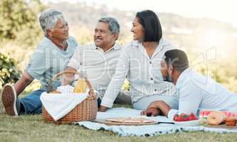 Families are like branches on a tree. Shot of a family enjoying a picnic.