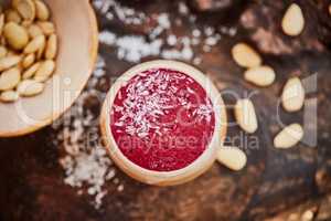 Something sweet for the health conscious. Shot of a freshly made healthy snack on a table.