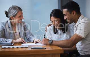 Circumstantial outcry, no failure to pursue. Shot of a young couple meeting with a consultant to discuss paperwork an office.