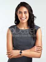 Be a positive person and you will attract other positive people. Shot of a beautiful young woman posing against a white background.