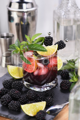 Refreshing  cocktail Blackberry mojito