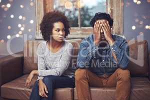 Every marriage has its bad days.... Shot of a couple having relationship problems at home.