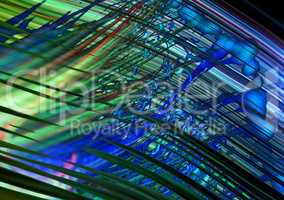 Long exposure of vibrant techno laser light, fiber optic visual effect. Background of luminescent cgi and vfx pattern. Creative, neon, electric futuristic digital illustration and geometric beams