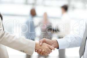 Creating solid corporate partnerships. Cropped view of two businesspeople shaking hands.