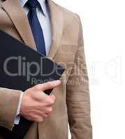 Businessman Ready for a Meeting. Closeup shot of a businessman holding a file.