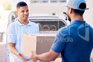 To earn the respect, you have to respect those customers. Shot of a young man receiving his delivery from the courier.