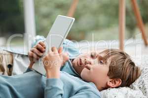 A family is a risky venture. two brothers using a tablet at home.