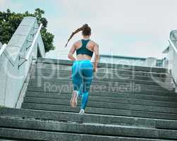 I can hear the Rocky theme song now. a woman running up some stairs.
