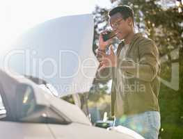 Good fortune is what happens when opportunity meets with planning. a young male stuck with his car outside.