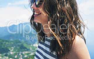 Beautiful woman smiling on travel summer vacation in Italy. Beautiful woman smiling on travel summer vacation in Italy.